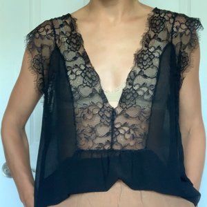 Black, Lace Lovestitch Blouse